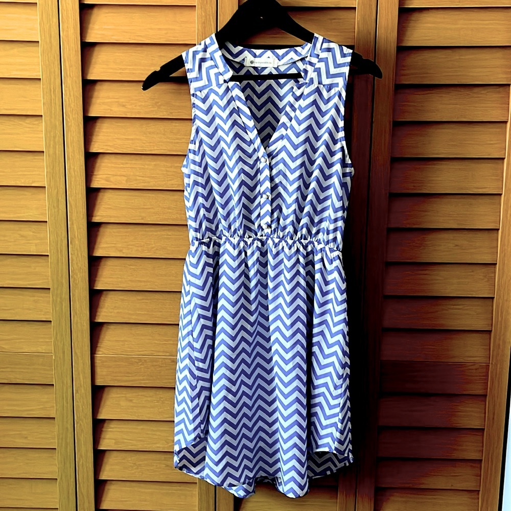 Blue Chevron Summer Dress